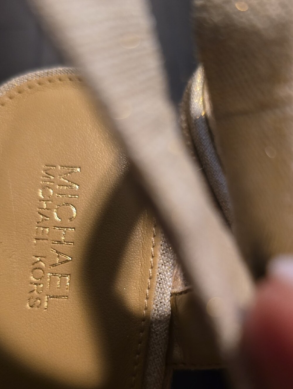 Michael Kors Metallic Beige Espadrille Wedge Sandals - Picture 3 of 7